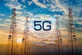 5G Telecommunication tower antenna in morning sky Evening sky Royalty Free Stock Photo