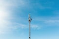 5g telecommunications antenna against a clear blue sky. Copy space. Concept of communication, technologies and telecommunications