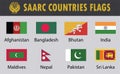 Flag set of SAARC Countries