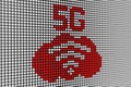 5G text scoreboard blurred background