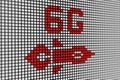 6G text scoreboard blurred background Royalty Free Stock Photo