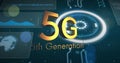 5G 5th Generation text image over digital circuit board background