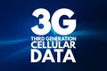 3G Third Generation cellular data text. technology concept background