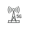 5G Tower icon line design. 5g, tower, icon, mobile, wireless, technology vector illustration. 5G Tower editable stroke