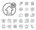 5g upload speed line icon. Wireless technology sign. Place location, technology and smart speaker. Vector Royalty Free Stock Photo