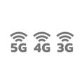 3G, 4G, and 5G vector icon set