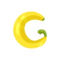 G veggie vegetable English alphabet letter made from zucchini vector Illustration on a white background