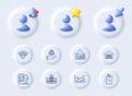 5g wifi, Parking garage and Build line icons. For web app, printing. Vector