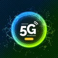5G wireless internet connection network background. High speed 5g data communication mobile phone concept