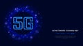 5G wireless internet wifi connection with digital data on abstract low poly background. New generation of high speed network Royalty Free Stock Photo