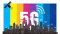 5G wireless network and smart city concept. high speed connection Royalty Free Stock Photo