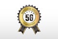 5G wireless speed guaranteed gold badge . Speed internet 5g concept. wifi bars symbol of trusted 5g network.