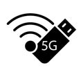 5G Wireless USB Adapter Icon with Signal Waves for Connectivity Concept Royalty Free Stock Photo