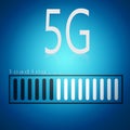 5G word with blue loading bar