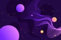 Horizontal abstract space vector banner. Universe, planets and stars. Milky Way.