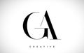GA Artistic Letter Logo Design with Serif Font in Black and White Colors Vector Illustration