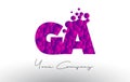 GA G A Dots Letter Logo with Purple Bubbles Texture.