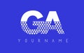 GA G A Dotted Letter Logo Design with Blue Background.