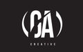 GA G A White Letter Logo Design with Black Background.