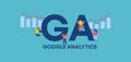 GA google analytics. Acronym of profitable trade and successful financial income distribution corporate business.