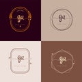 GA Initial handwriting logo vector sets. Hand lettering Initials logo branding, Feminine and luxury logo desig