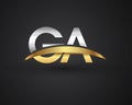 GA initial logo company name colored gold and silver swoosh design. vector logo for business and company identity Royalty Free Stock Photo