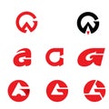 GA monogram logo set. letter based vector