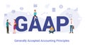 Gaap generally accepted accounting principles concept with big word or text and team people with modern flat style - vector