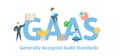 GAAS, Generally Accepted Auditing Standards. Concept with keywords, letters and icons. Flat vector illustration