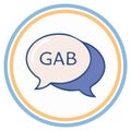 Gab chat conversation icon with overlapping speech bubbles for social media and dialogue Royalty Free Stock Photo