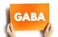 GABA - chief inhibitory neurotransmitter in the developmentally mature mammalian central nervous system, text concept on card