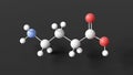 gaba molecule, molecular structure, gamma-aminobutyric acid, ball and stick 3d model, structural chemical formula with colored