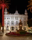 Gabinete Literario building, Las Palmas, Spain at night Royalty Free Stock Photo