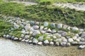 Gabion on the bank of the river
