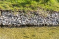 Gabion on the bank of the river