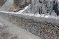 Gabion - protection of the mountain road from rocky talus