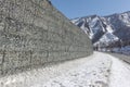 Gabion - protection of the mountain road from rocky talus