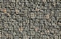 Gabion, texture, background. Fragment of gabion net, wall design. New technologies. Gabion in sunlight Royalty Free Stock Photo