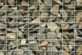 Gabion wall caged stones textured background, Retaining wall gabion basket Royalty Free Stock Photo