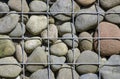 Gabion wall cages stones texture background