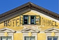 Gable of the ruin of an old station hotel