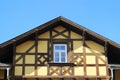 Gable of a rustic half-timbered house