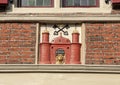 Gable Stone, The Riga Coat of Arms house in Amsterdam, located at Oudezijds Voorburgwal 14.