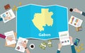 Gabon africa economy country growth nation team discuss with fold maps view from top