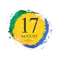 Gabon flag in the shape of a circle. August 17