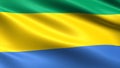 Gabon flag, with waving fabric texture