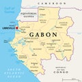 Gabon, Gabonese Republic, with provinces, political map Royalty Free Stock Photo