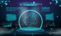 gabon map light connecting effect background. abstract digital technology UI, GUI, futuristic HUD Virtual Interface with gabon map
