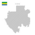 Gabon map from pattern of black slanted parallel lines. Flat vector illustration isolated on white