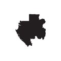 Gabon map vector, isolated on white background. Black template, flat earth. Simplified, generalized with round corners.